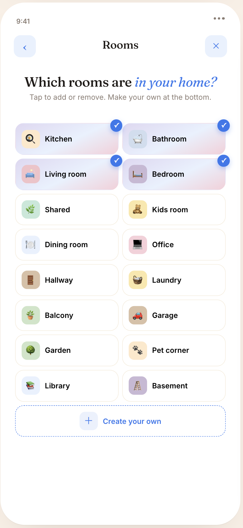 Pick your rooms